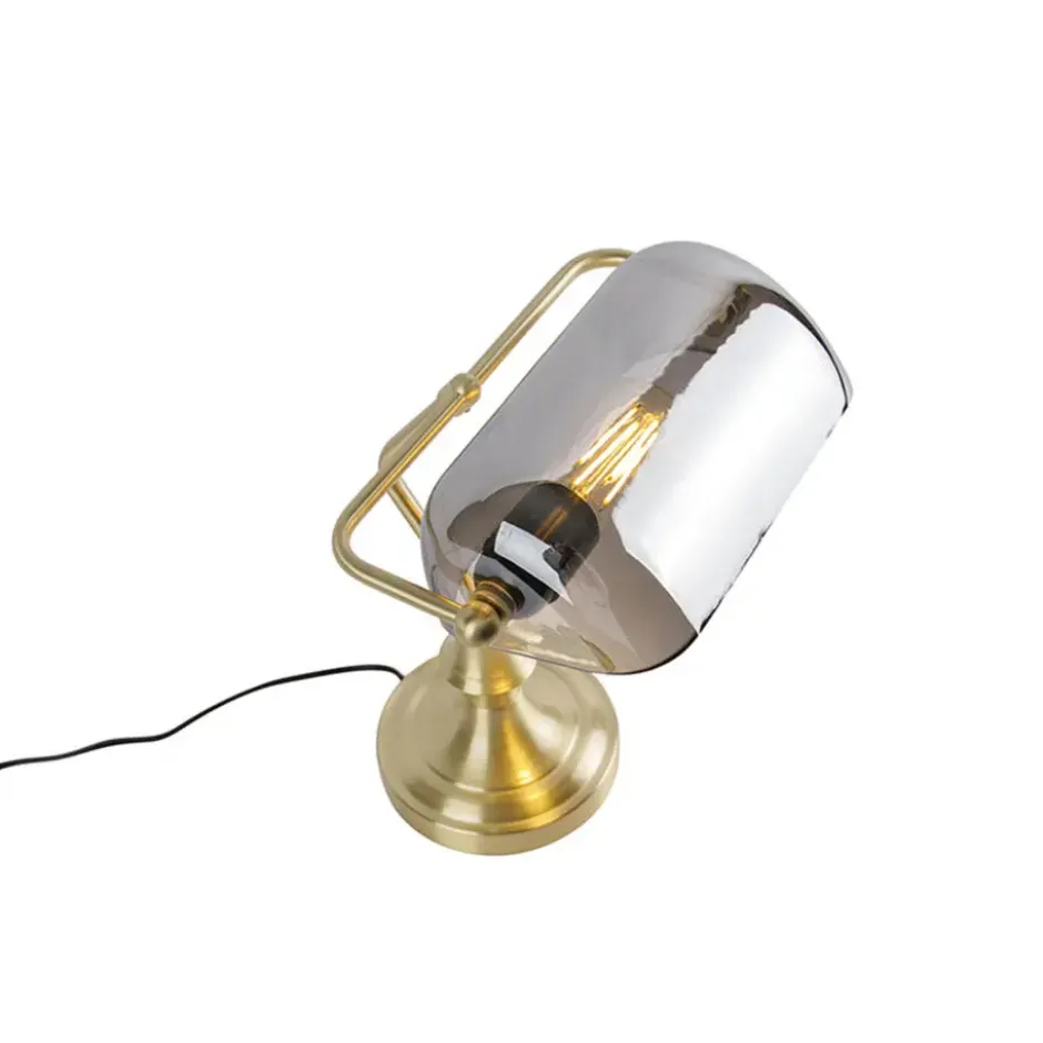 Qazqa bureaulamp banker goudkleurig e27