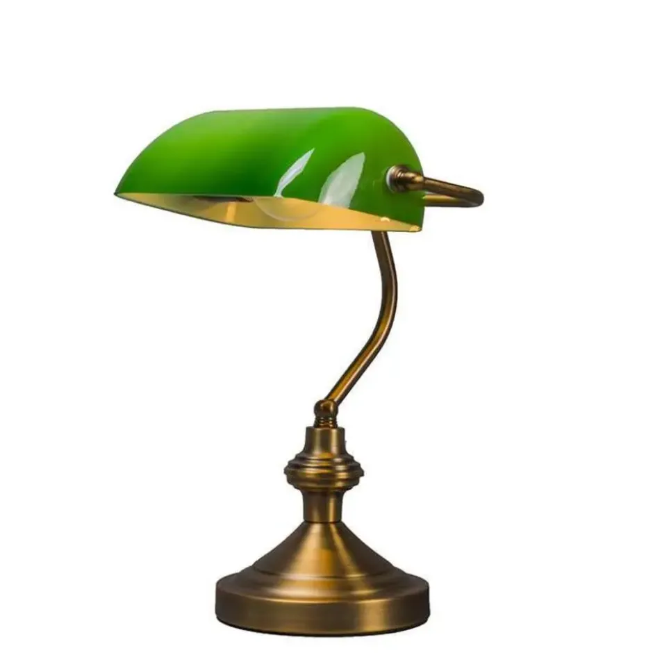 Qazqa bureaulamp banker groen e27