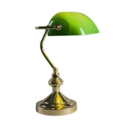 Qazqa bureaulamp banker groen e27