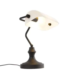 Qazqa bureaulamp banker wit e27