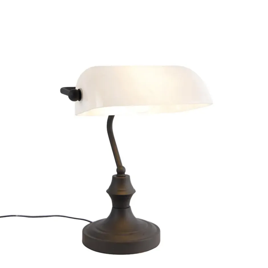 Qazqa bureaulamp banker wit e27