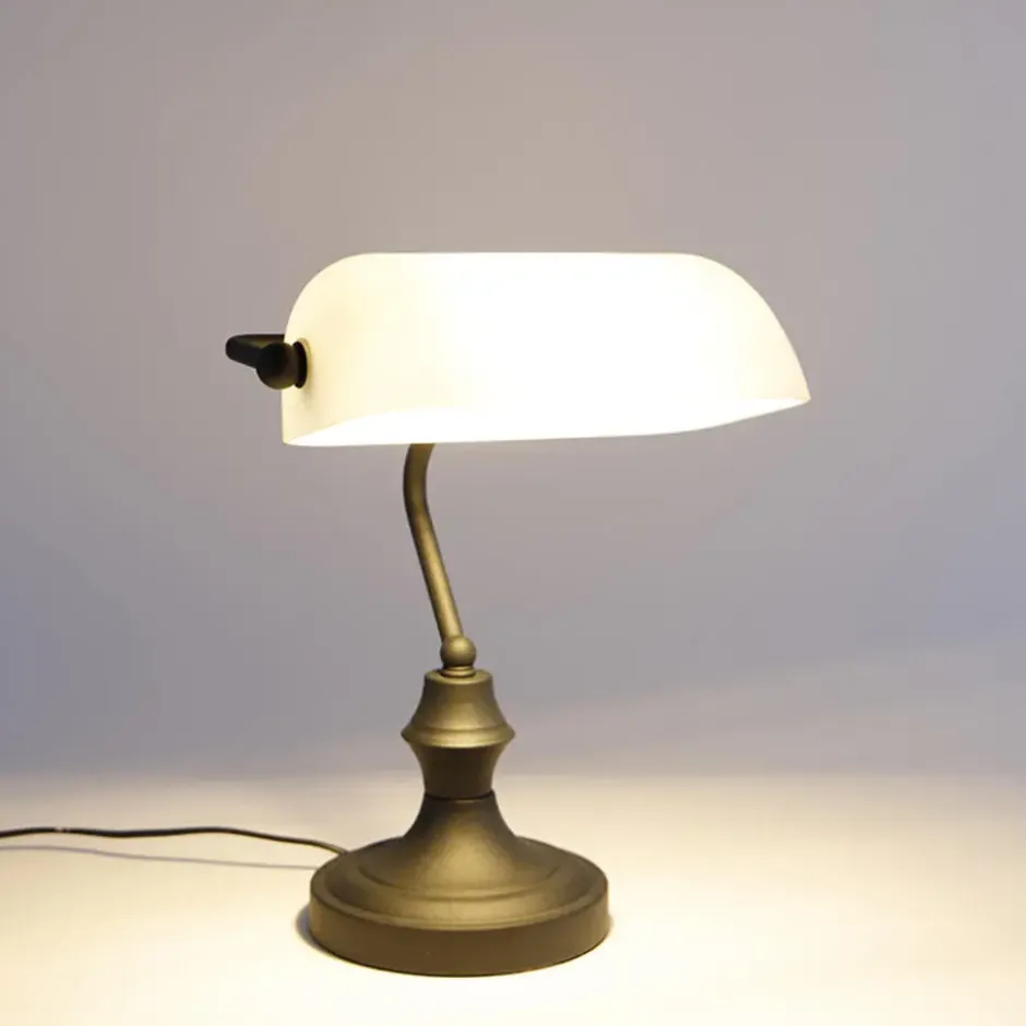 Qazqa bureaulamp banker wit e27