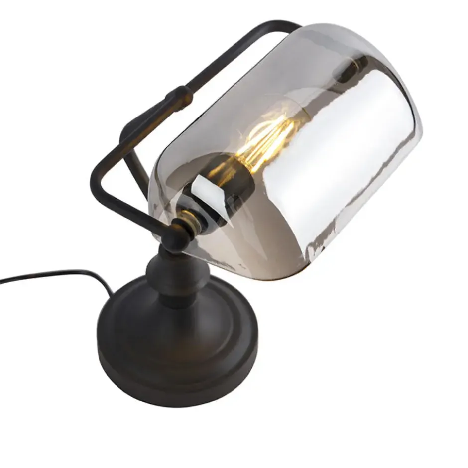 Qazqa bureaulamp banker zwart e27