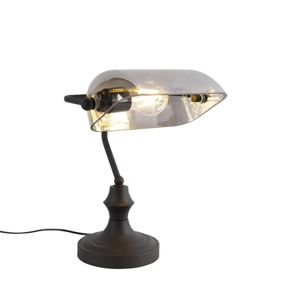Qazqa bureaulamp banker zwart e27
