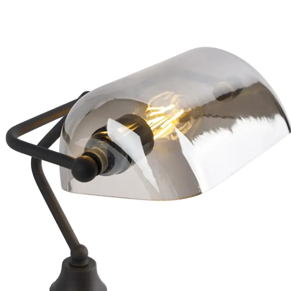 Qazqa bureaulamp banker zwart e27