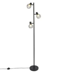 QAZQA Design vloerlamp zwart 3-lichts verstelbaar - Mesh - Zwart