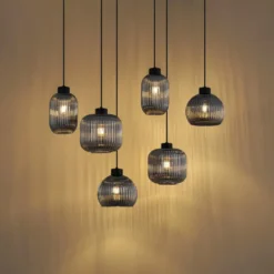 Qazqa hanglamp ana zwart e27