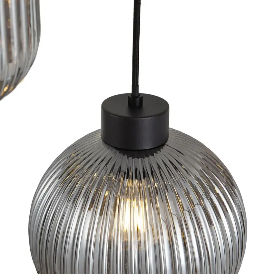 Qazqa hanglamp ana zwart e27