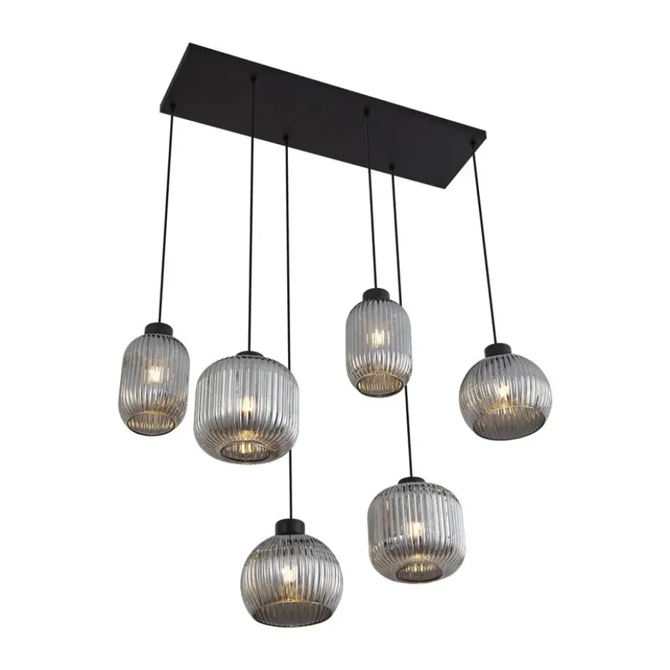 Qazqa hanglamp ana zwart e27