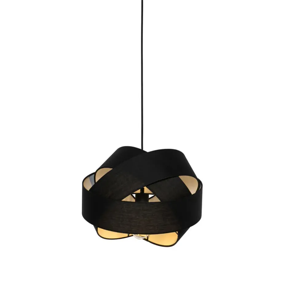 Qazqa hanglamp cloth zwart e27