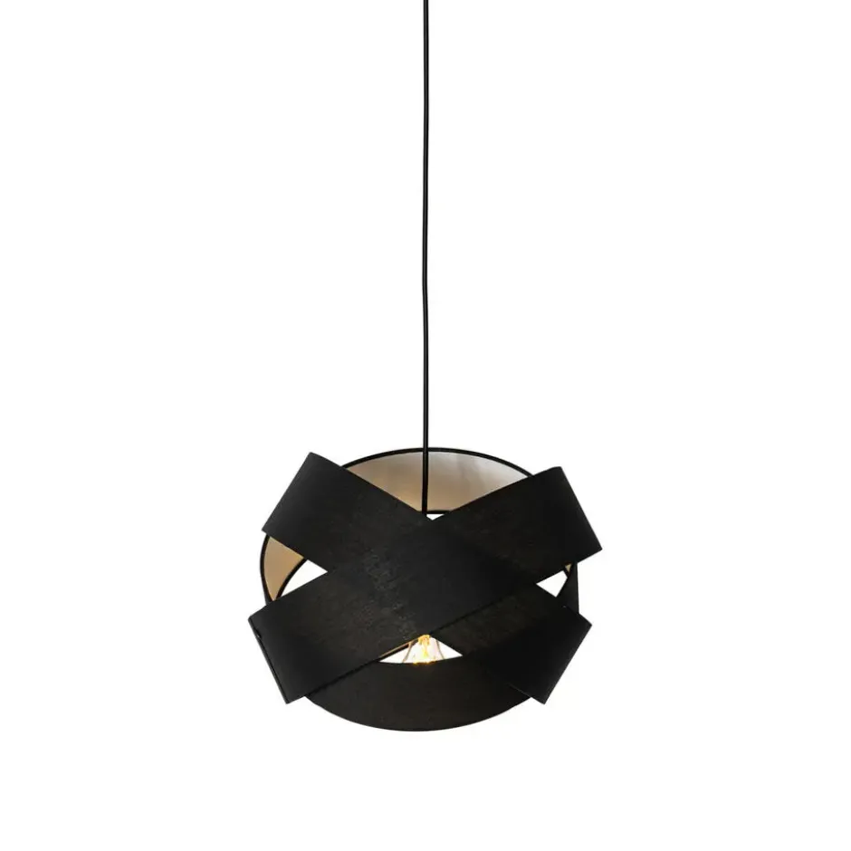 Qazqa hanglamp cloth zwart e27