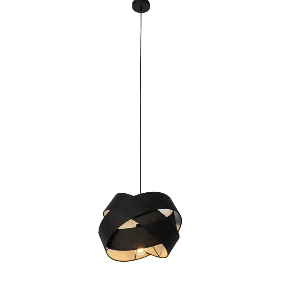 Qazqa hanglamp cloth zwart e27