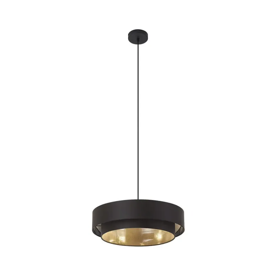 Qazqa hanglamp drum duo zwart e27