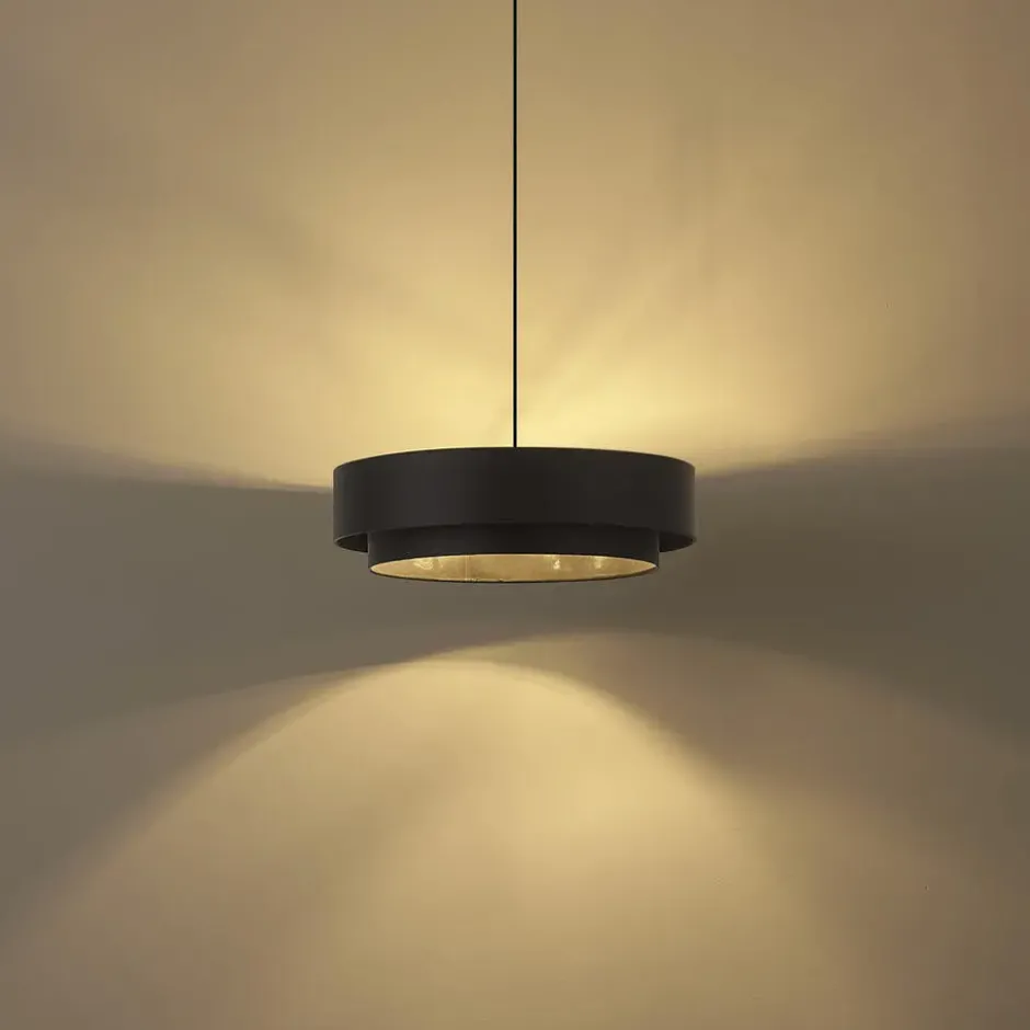 Qazqa hanglamp drum duo zwart e27