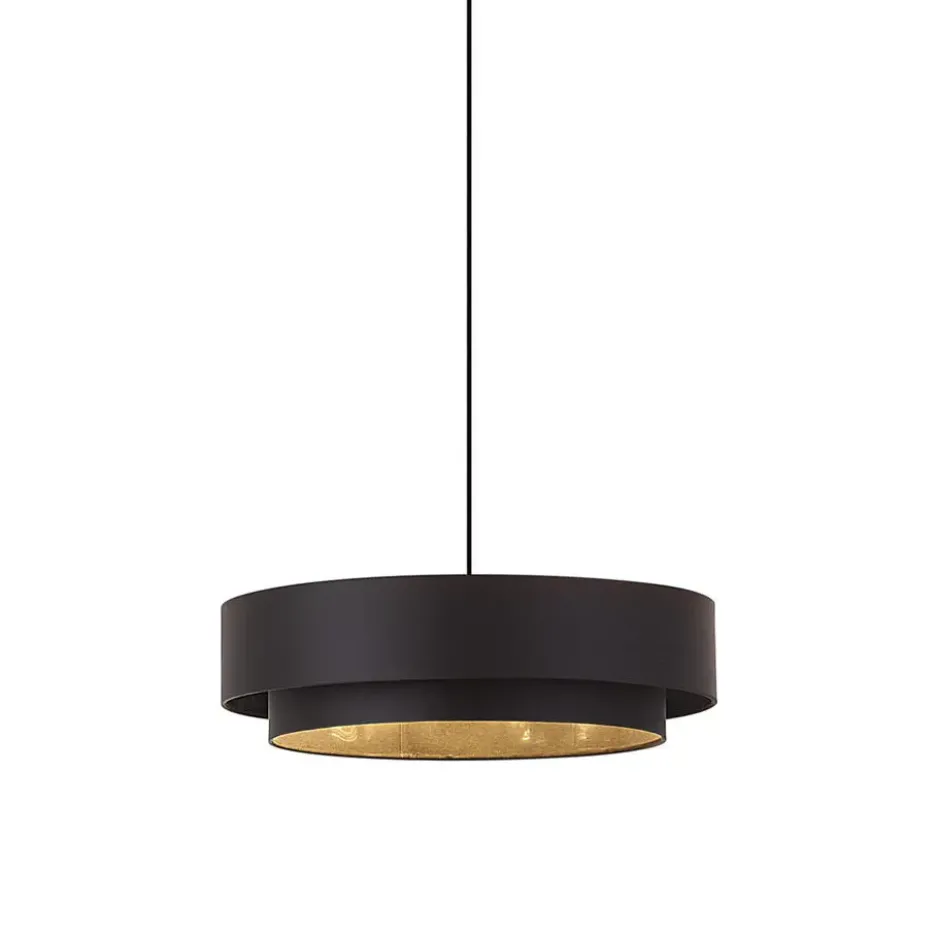 Qazqa hanglamp drum duo zwart e27