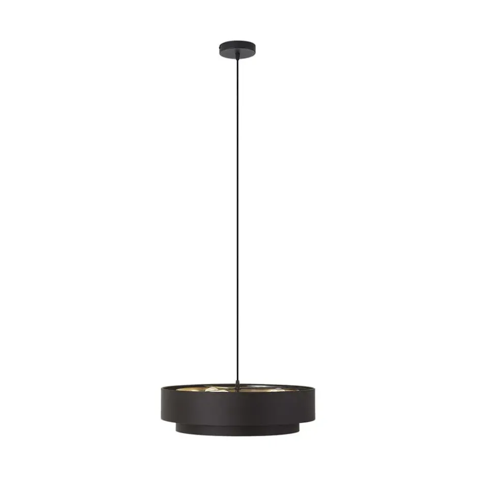 Qazqa hanglamp drum duo zwart e27