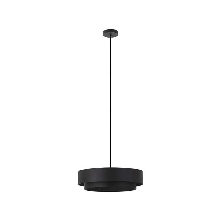 Qazqa hanglamp drum duo zwart e27
