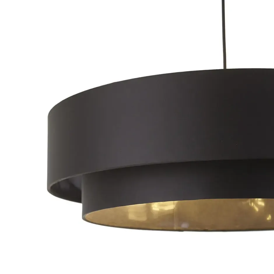 Qazqa hanglamp drum duo zwart e27