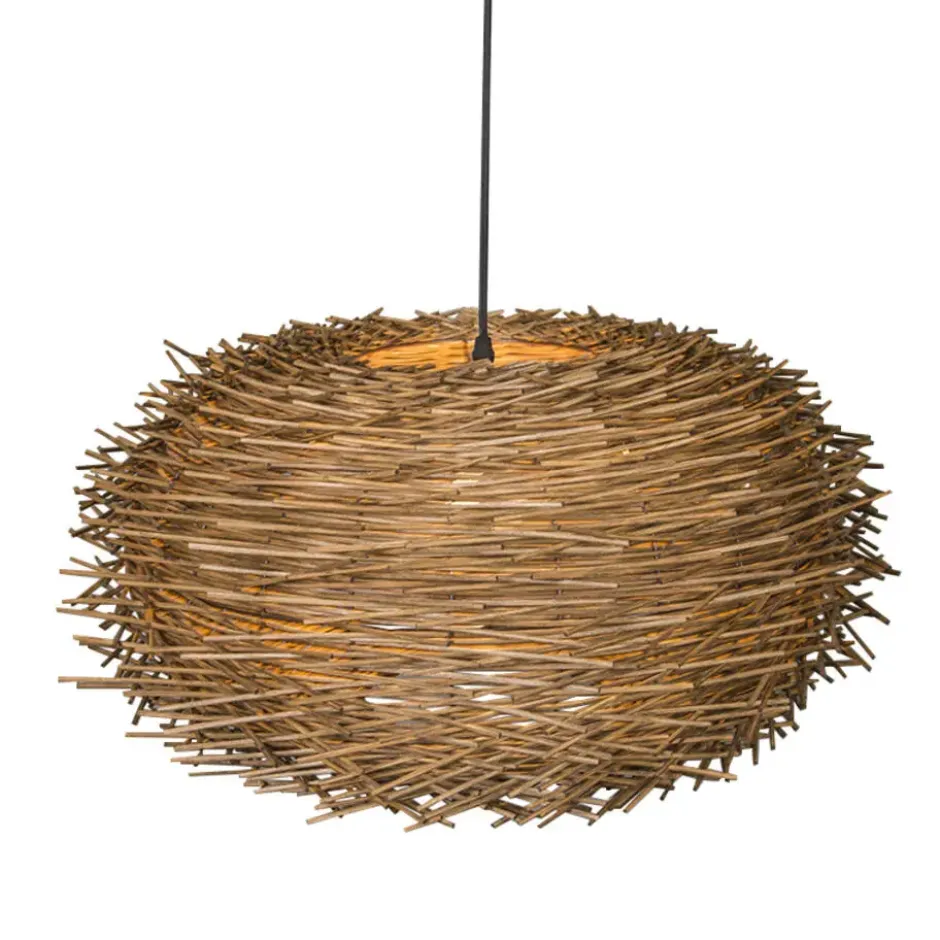 Qazqa hanglamp hatch hl bruin e27