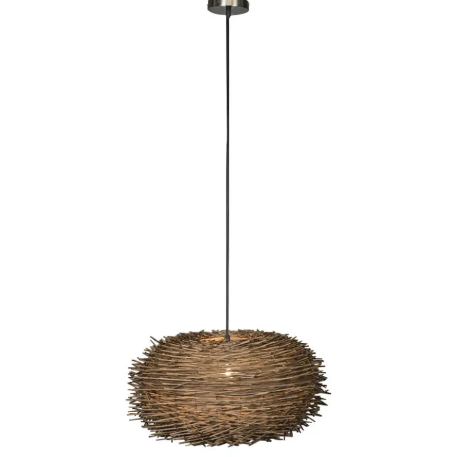 Qazqa hanglamp hatch hl bruin e27