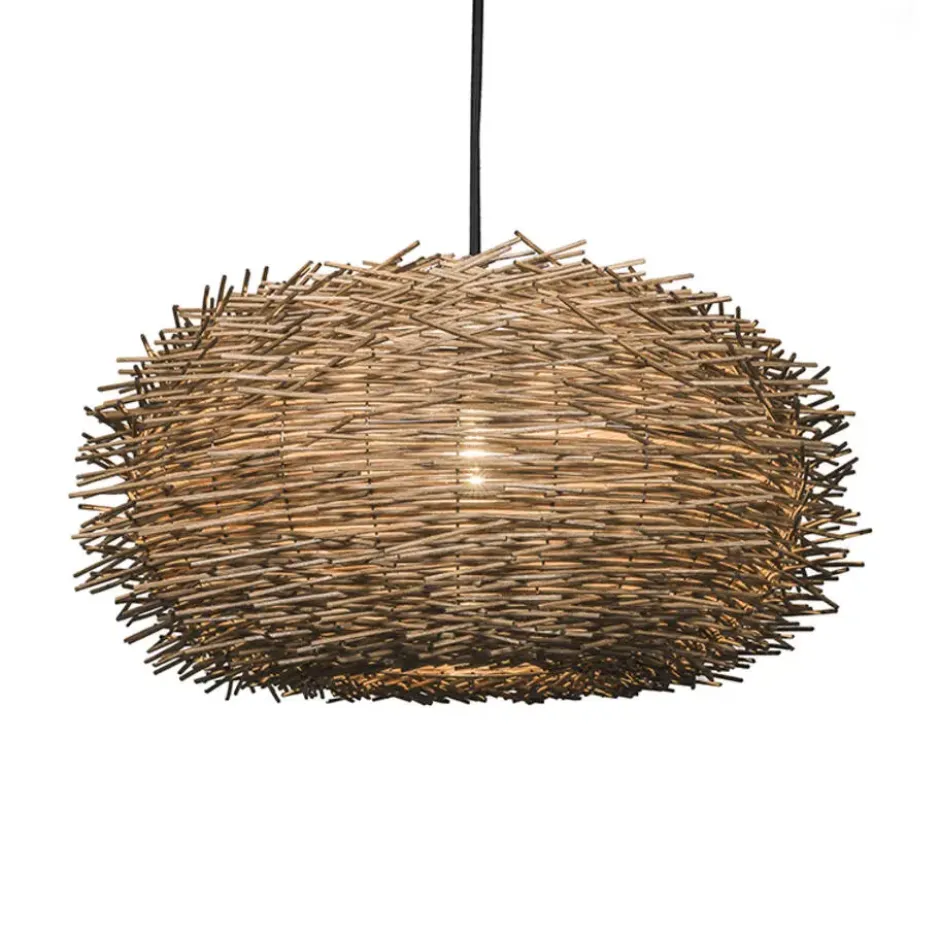 Qazqa hanglamp hatch hl bruin e27