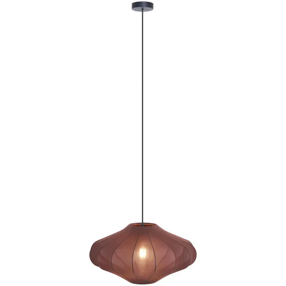 Qazqa hanglamp plu bruin e27
