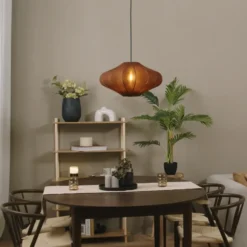 Qazqa hanglamp plu bruin e27