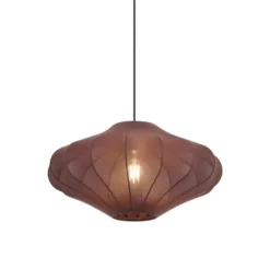 Qazqa hanglamp plu bruin e27