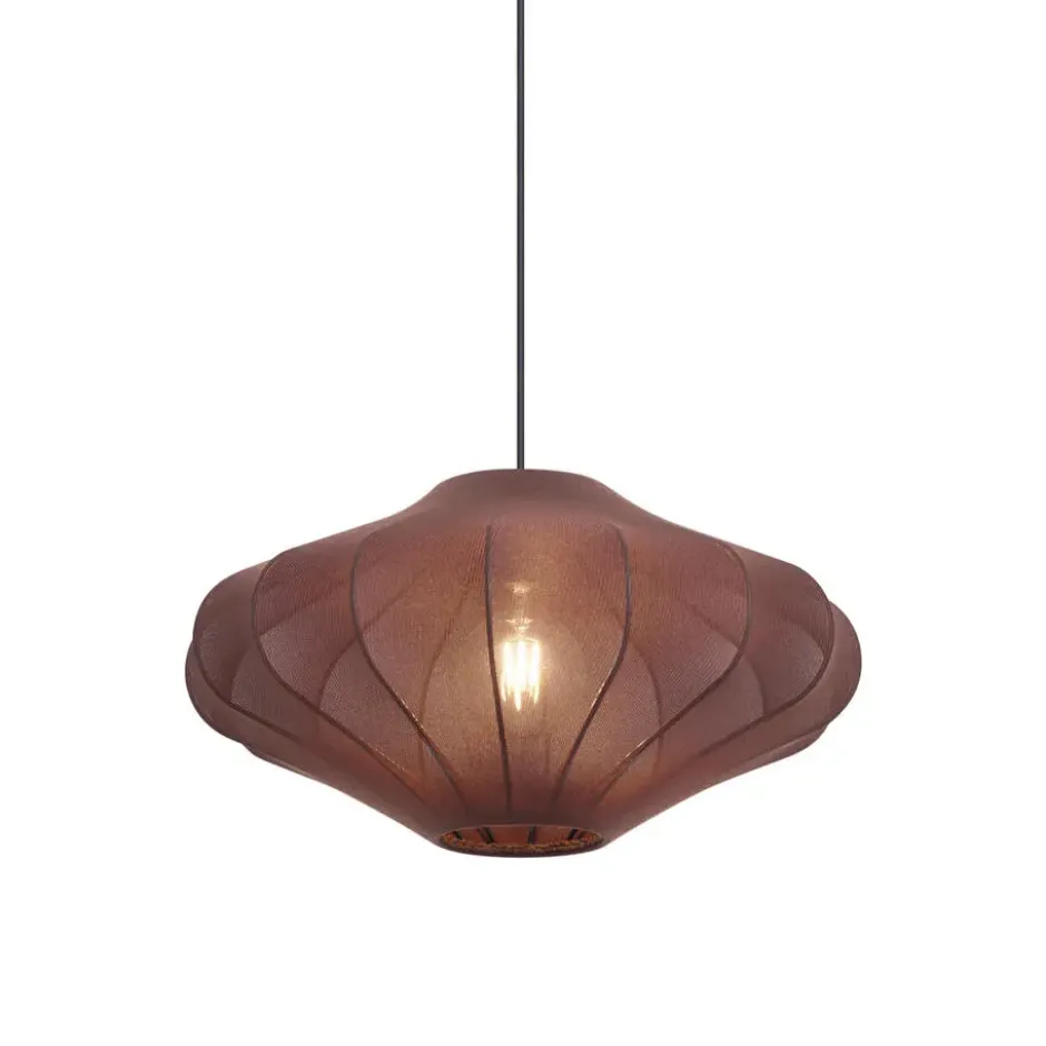 Qazqa hanglamp plu bruin e27