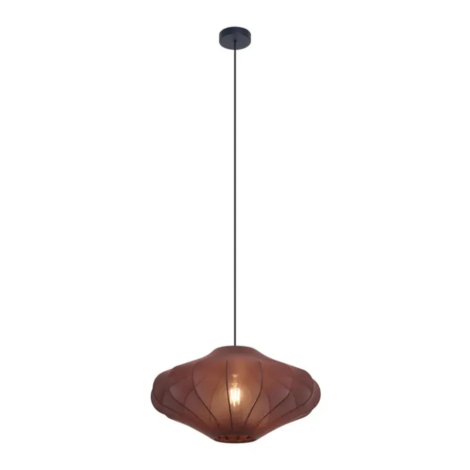 Qazqa hanglamp plu bruin e27