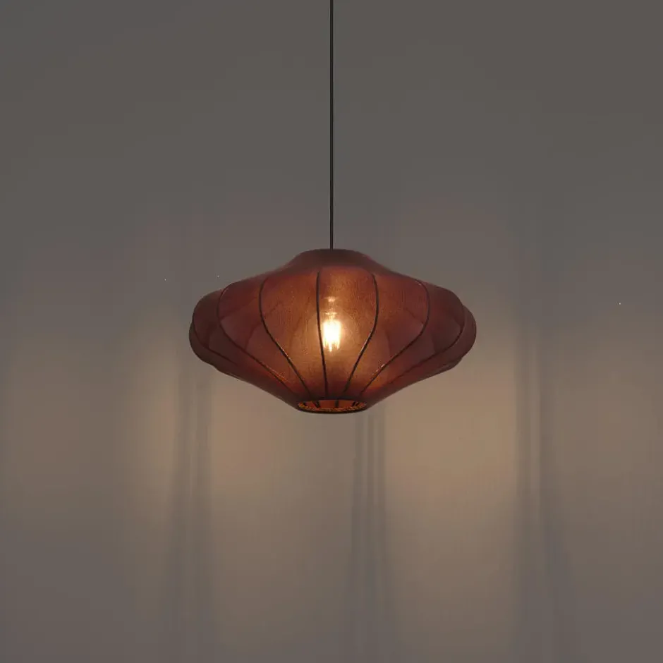 Qazqa hanglamp plu bruin e27