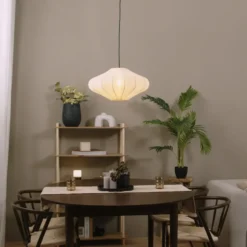 Qazqa hanglamp plu crème e27