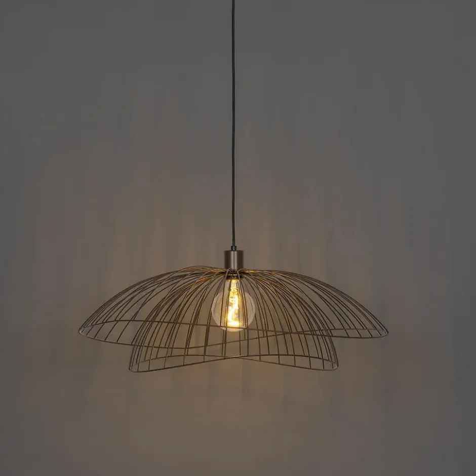 Qazqa hanglamp pua bronskleurig e27