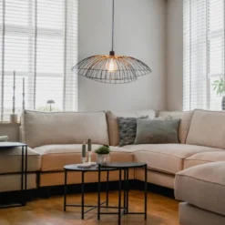 Qazqa hanglamp pua zwart e27
