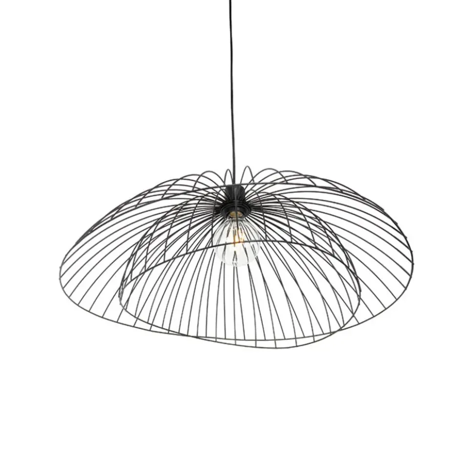 Qazqa hanglamp pua zwart e27