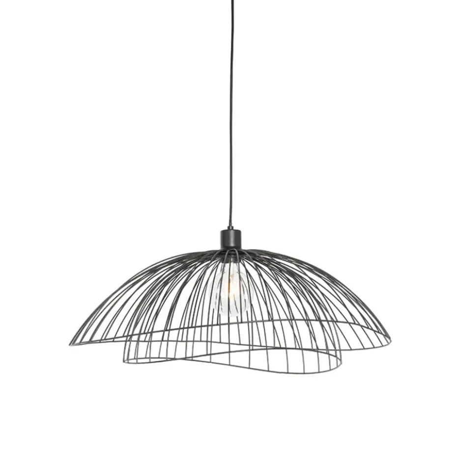 Qazqa hanglamp pua zwart e27