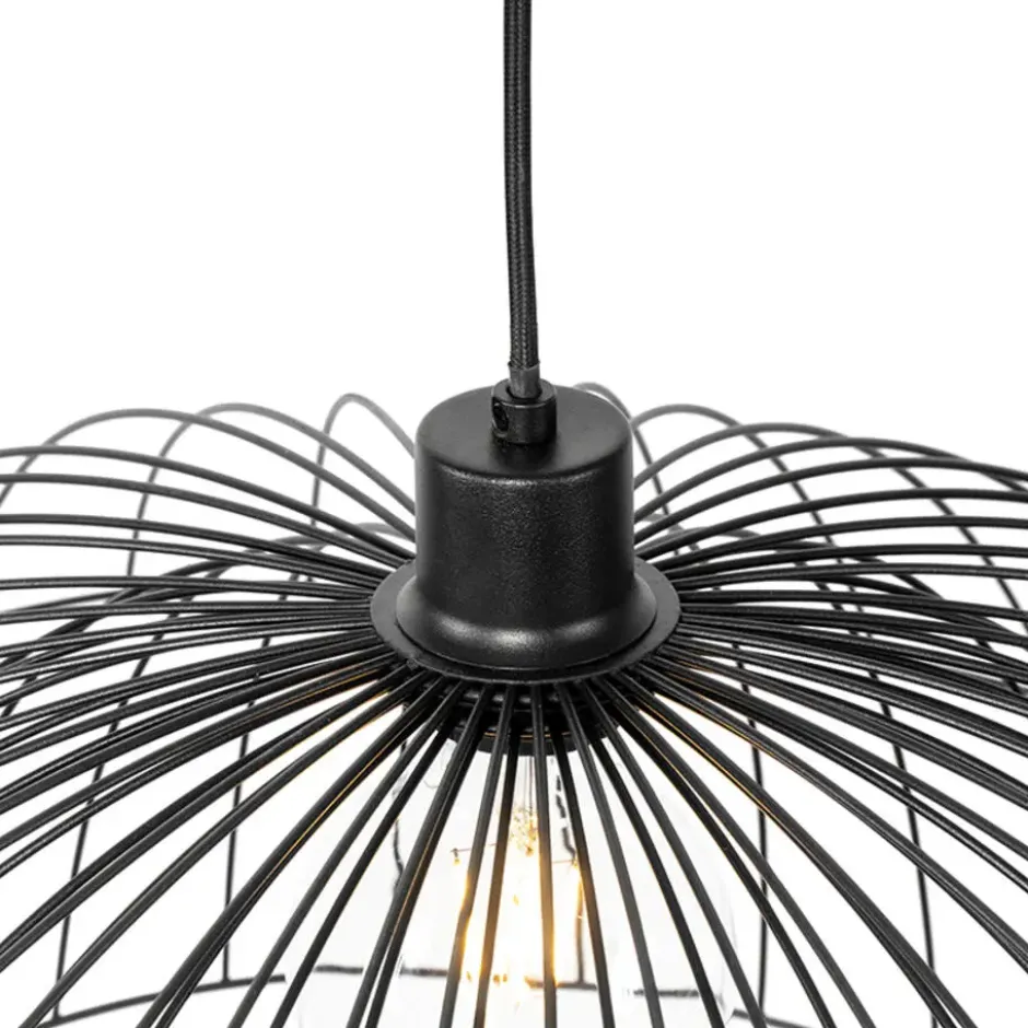 Qazqa hanglamp pua zwart e27