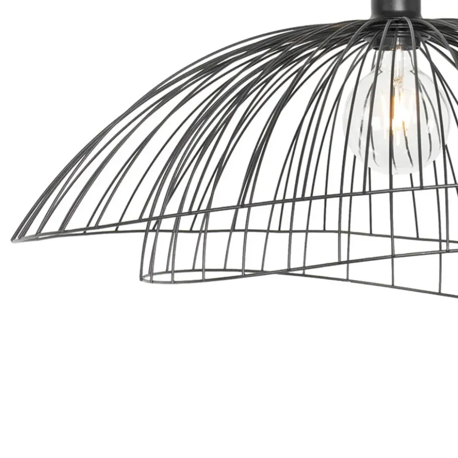 Qazqa hanglamp pua zwart e27