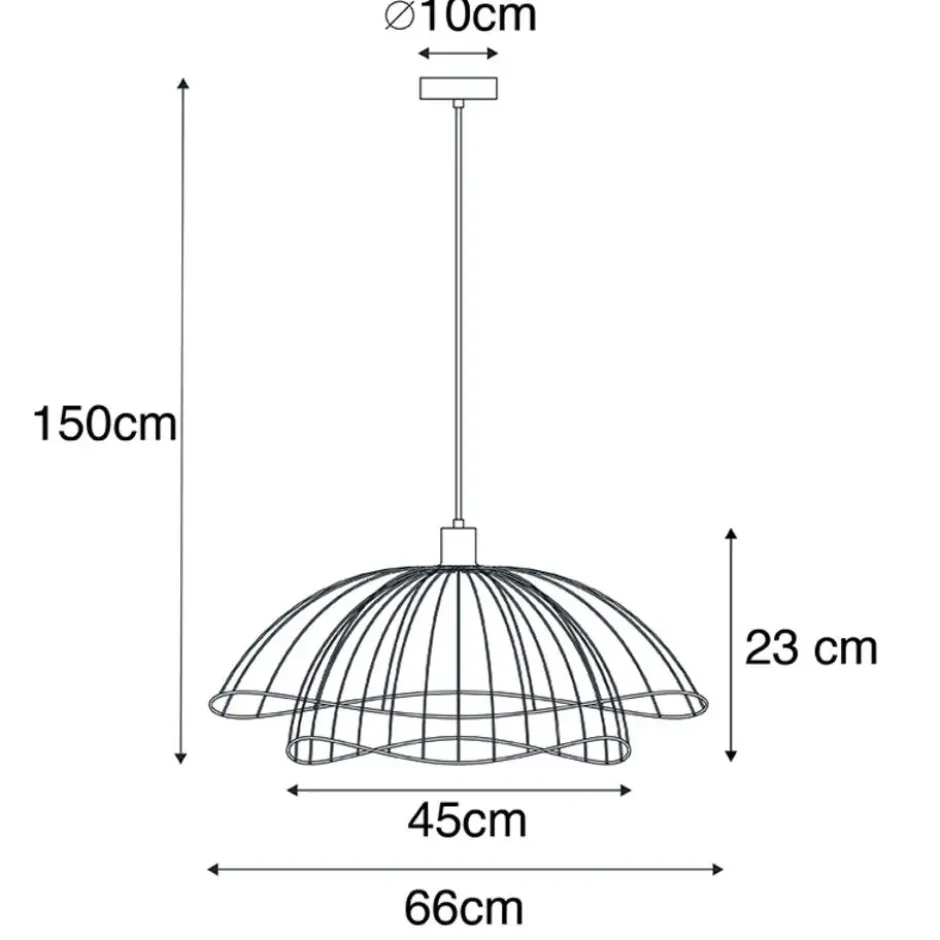 Qazqa hanglamp pua zwart e27