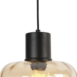 Qazqa hanglamp qara beige e27