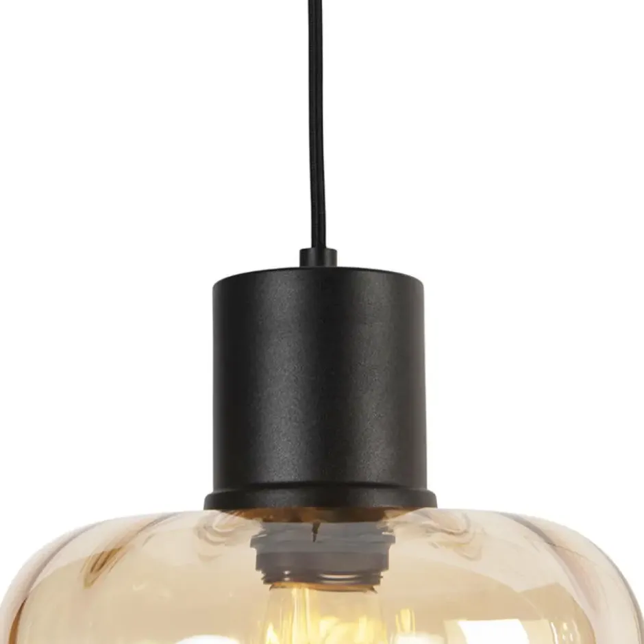 Qazqa hanglamp qara beige e27