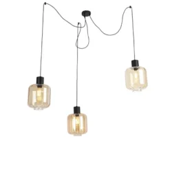 Qazqa hanglamp qara beige e27