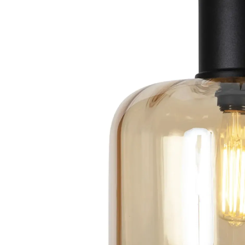 Qazqa hanglamp qara beige e27