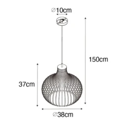 Qazqa hanglamp saffira zwart e27