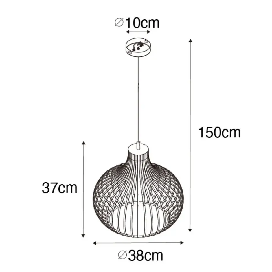 Qazqa hanglamp saffira zwart e27