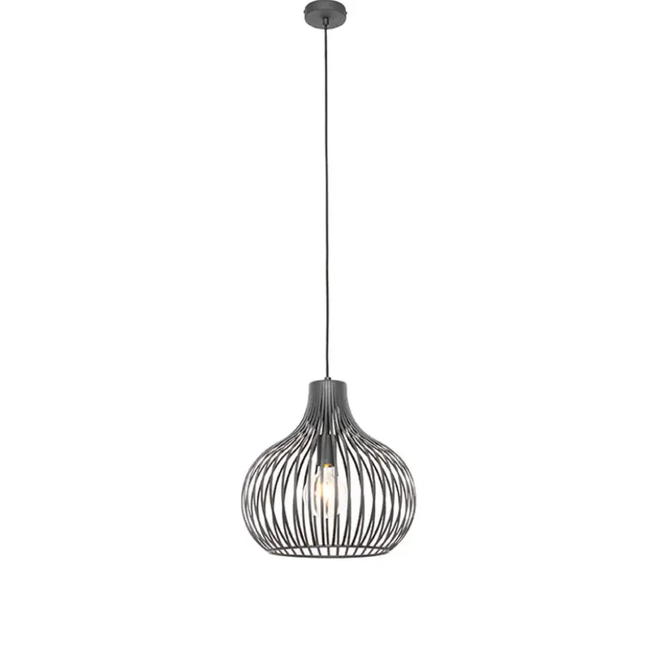 Qazqa hanglamp saffira zwart e27