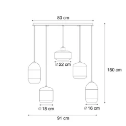 Qazqa hanglamp sheena zwart e27