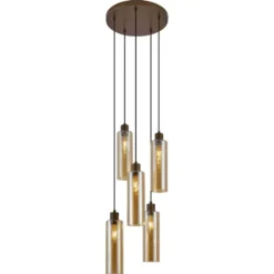 Qazqa hanglamp stavelot bronskleurig e27