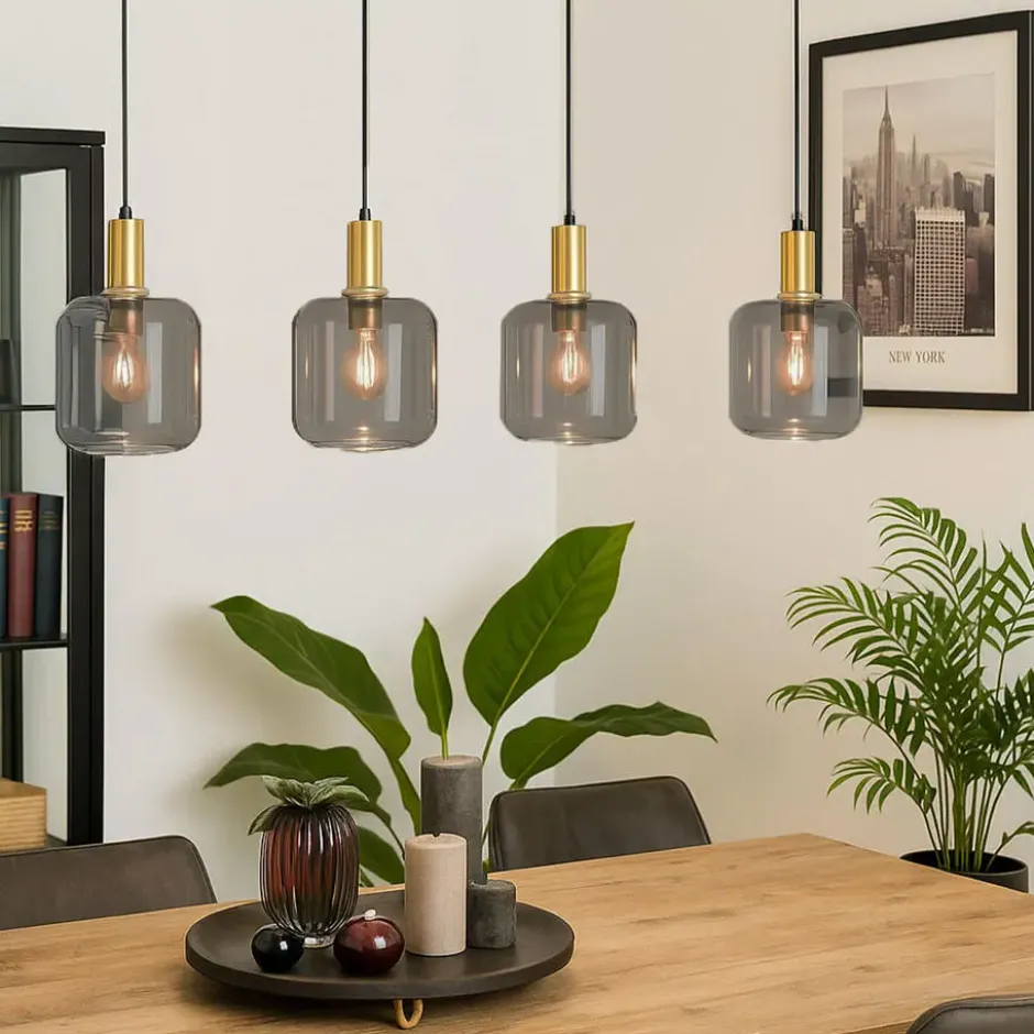 Qazqa hanglamp zuzanna grijs e27