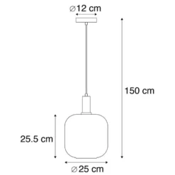 Qazqa hanglamp zuzanna grijs e27